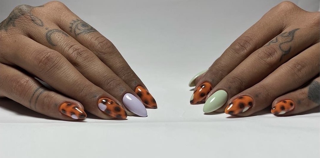 Nail art με leopard print και παστέλ αποχρώσεις, Nailverse Ηράκλειο