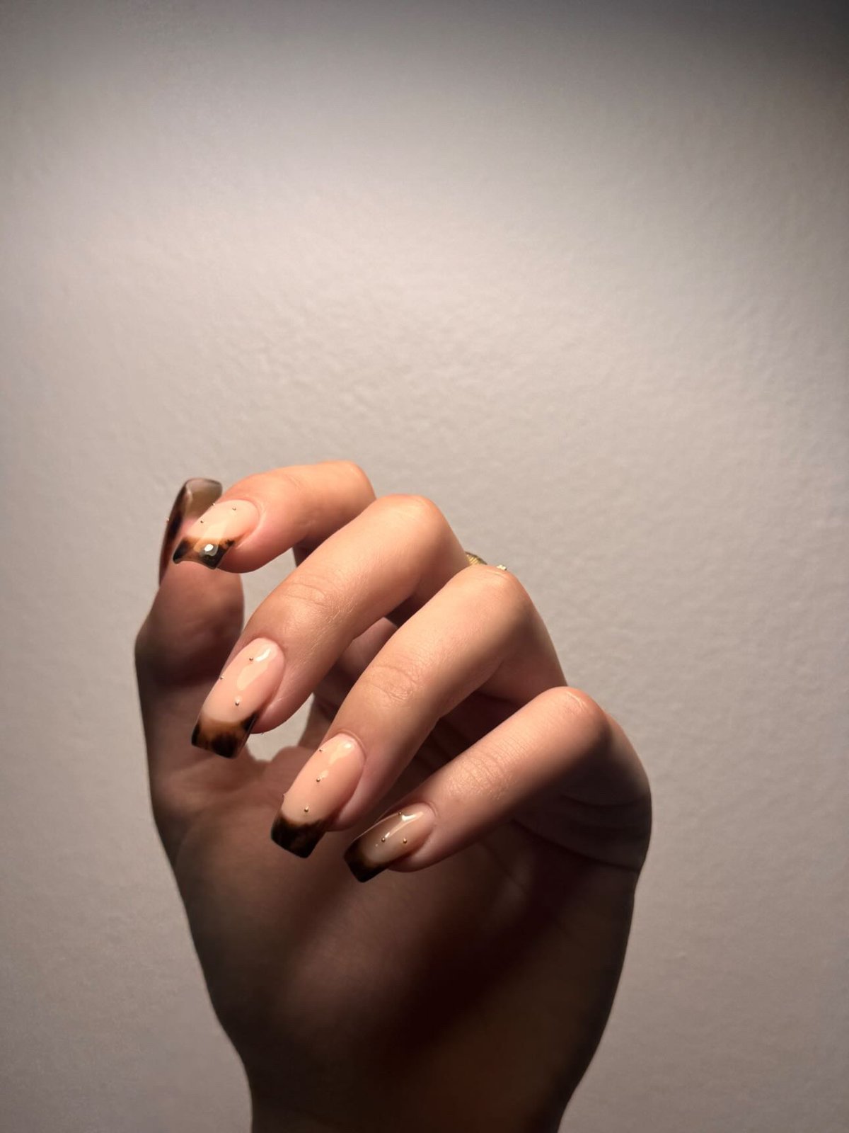 Νύχια με tortoise γαλλικό και χρυσές λεπτομέρειες, Nailverse Ηράκλειο